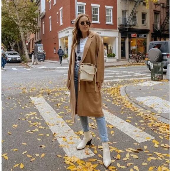 J. Crew Ella Open Front Long Sweater Blazer Dark Camel AD753 Size XS - Picture 1 of 12